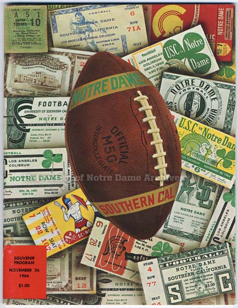 1966 Notre Dame USC program cover