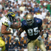 Defensive end Ryan Roberts (’02) goes after a Michigan ballcarrier.
